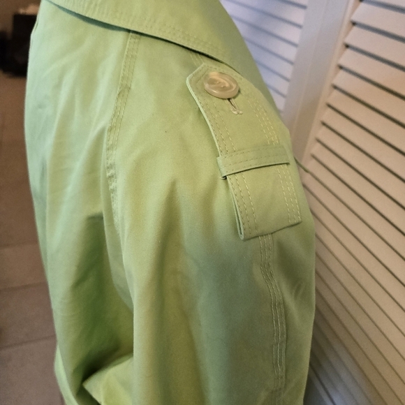 Jessica London Size 22W Long Trench Coat Removable Liner LIME GREEN BELTED - Picture 9 of 10